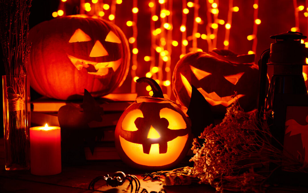 Halloween pumpkins and lights