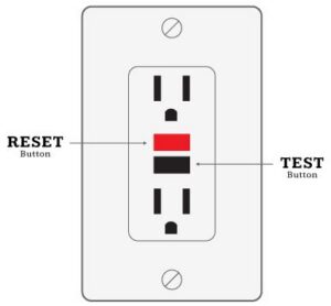 image of a gfci outlet and where to push to reset it